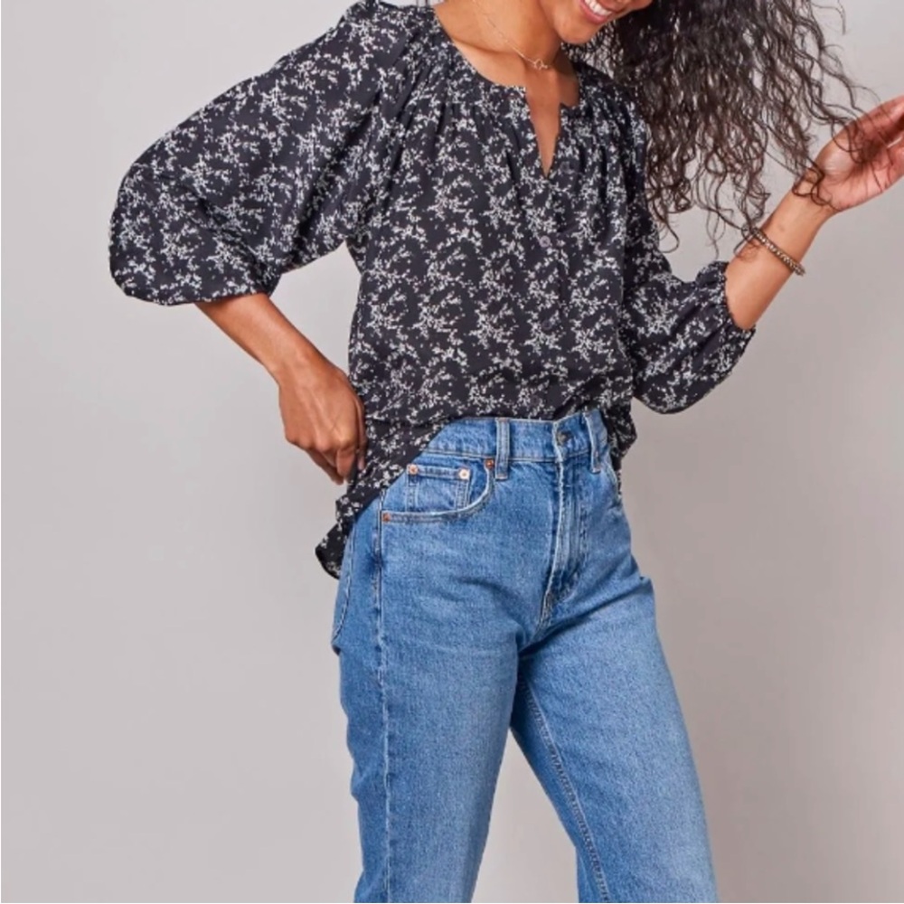 Tucker Floral Black Blouse